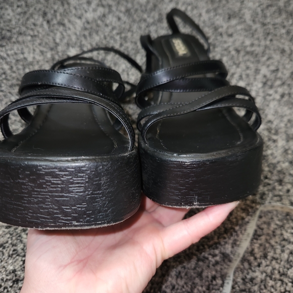 soda chunky Black Strappy sandals Thick Retro Y2k 90s*please See Photos For Size - Picture 8 of 16